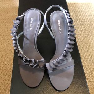 Nine West Gray Ruffled Slingback Heels